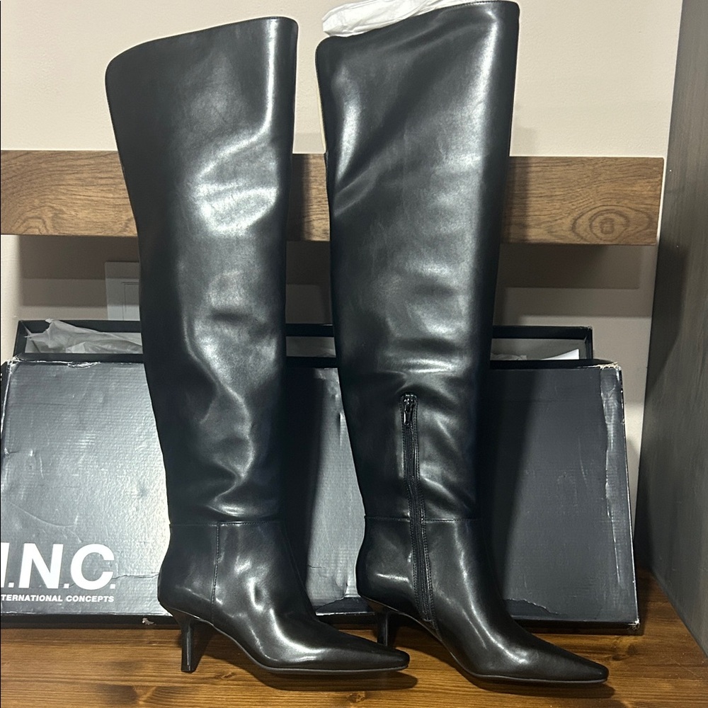 INC International Concepts Women's Over the Knee Black Boots NIB size 7